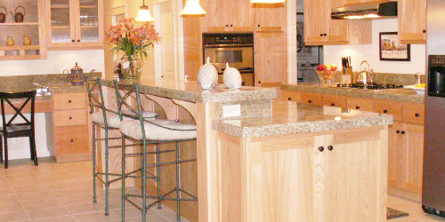 Oak Kitchen Cabinets with Tile Countertops